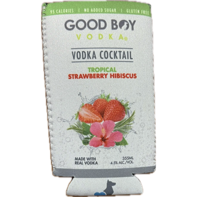 Good Boy Vodka Strawberry Hibiscus Cocktail 12 oz Neoprene Can Koozie