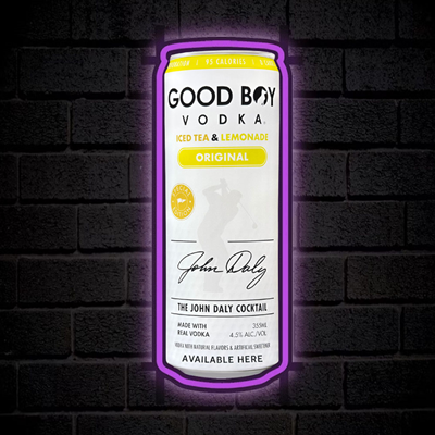 Good Boy Vodka LED John Daly Cocktail Can Sign