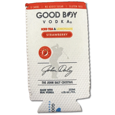 Good Boy Vodka John Daly Strawberry 12 oz Neoprene Can Koozie